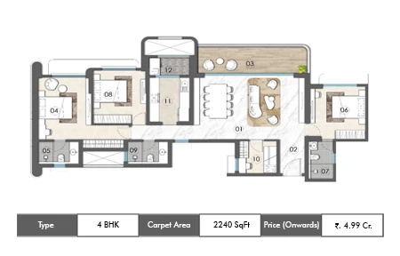 4 BHK-2240 SqFt